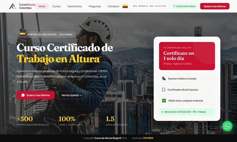Screenshot of cursodealturascolombia.online