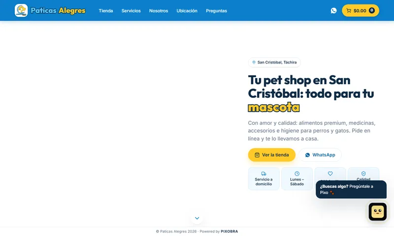 Screenshot of paticasalegres.com